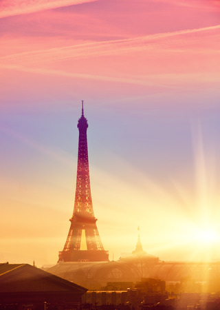 Paris. Eiffel Tower during a sunset.の写真素材