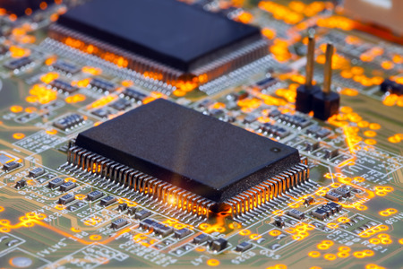 Electronic chip and standard inscriptions of resistors and condensersの写真素材