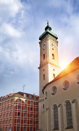 Heiliggeistkirche is a Gothic hall church in Munich, (Hospice of the Holy Ghost (14th century))の写真素材