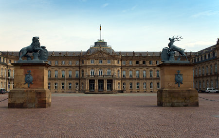 STUTTGART,GERMANY- MAY 31, 2012:  Neues Schloss (New Castle). Palace of the 18th century in baroque style in Germany, Stuttgartのeditorial素材