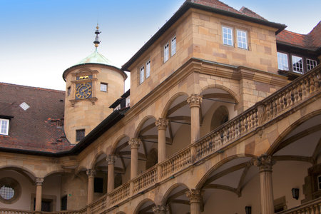 courtyard of the Old Castle (10th century) in Stuttgart.のeditorial素材
