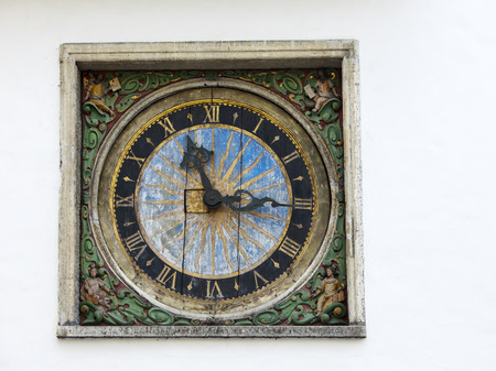 Old wall medieval clock of the Holy Spirit Church, Tallinn, Estonia