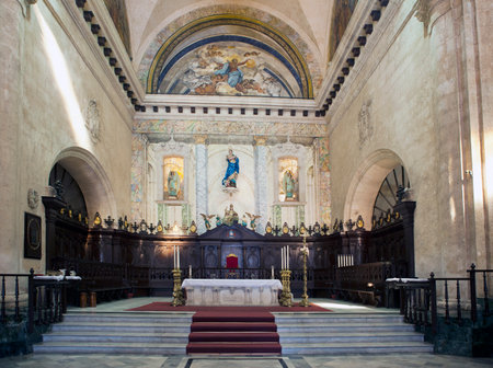 Interior of the Catedral of San Cristobal on the Cathedral Plaza, famous religious and touristic landmark. Havana, Cubaのeditorial素材