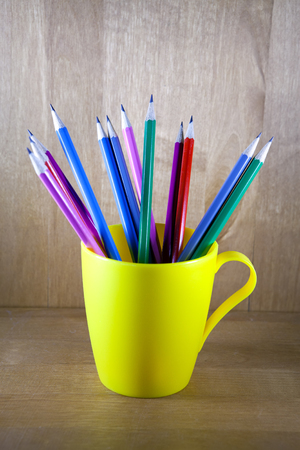 black lead pencils in a glassの写真素材