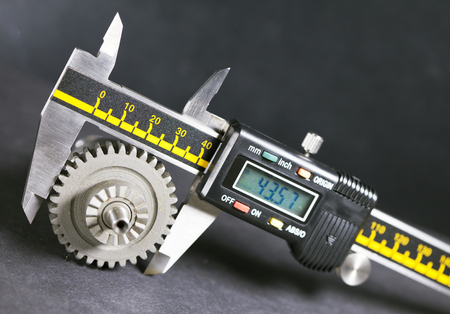 measurement  parameters of gears, details by digital micrometerの写真素材