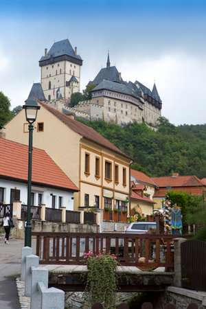 KARLSTEJN, - SEPTEMBER 25: Karlstejn medieval Castle. Bohemia, Czech Republicのeditorial素材