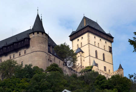 KARLSTEJN, - SEPTEMBER 25: Karlstejn medieval Castle. Bohemia, Czech Republicのeditorial素材