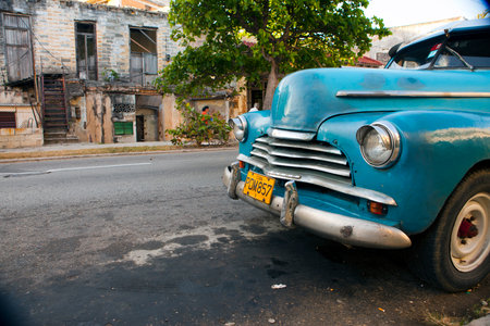 HAVANA, CUBA- JANUARY 27, 2013: Old retro car on the street in Old  Havana, Cuba. Retro effect