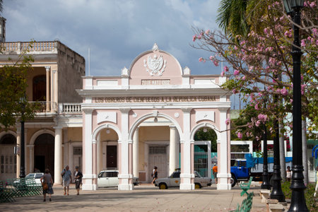 CUBA- FEBRUARY 03, 2013: Triumphal Arch in Jose Marti Park. Cienfuegosのeditorial素材