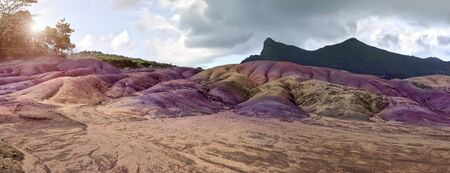 Seven Coloured Earth on Chamarel, most popular Mauritius tourist spot, Africaの写真素材