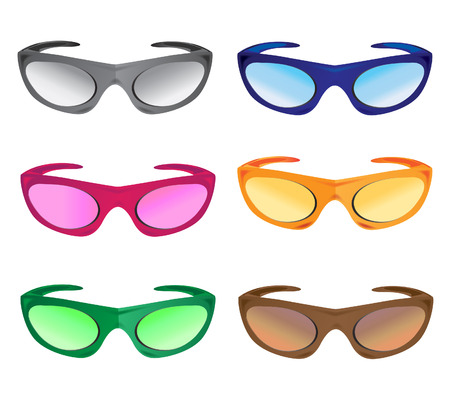 much colors sunglasses accessory vector illustration isolated on white backgroundのイラスト素材