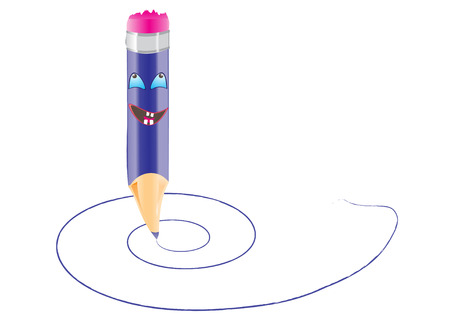 smile pencil vector illustration isolated on white backgroundのイラスト素材