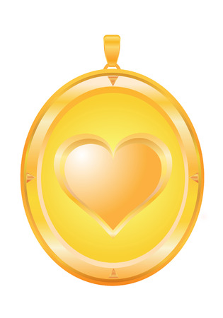 gold pendant and heart vector illustrationのイラスト素材