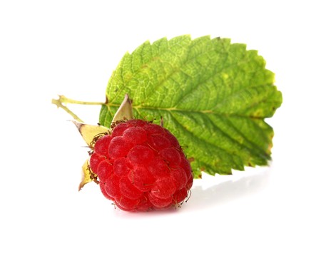 ripe raspberry isolated on white background