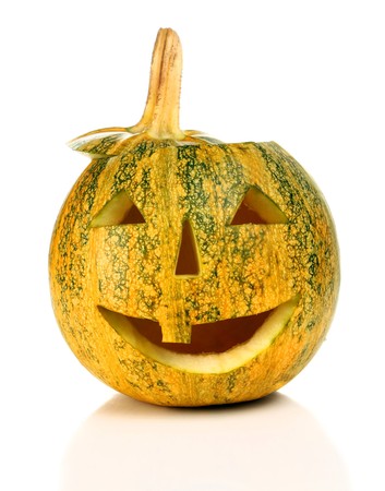halloween pumpkin isolated on white backgroundの写真素材