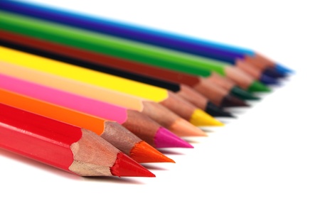 crayons coloured pencils isolated on white backgroundの写真素材