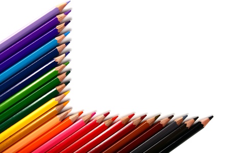 crayons coloured pencils isolated on white background