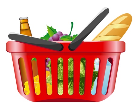 shopping basket with foods vector illustrationの写真素材