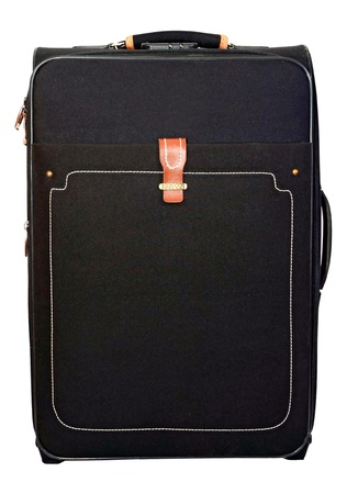 black suitcase for trips and rest isolated on white backgroundの写真素材