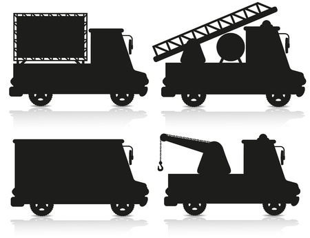 car icon set black silhouette  illustration isolated on white backgroundの写真素材
