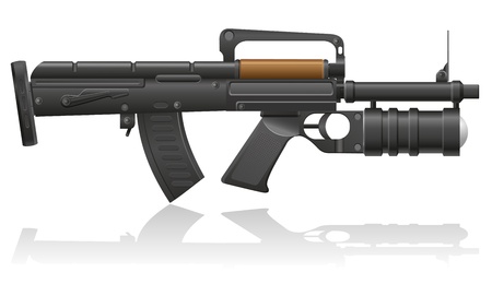 machine gun with a grenade launcher vector illustration isolated on white backgroundの写真素材