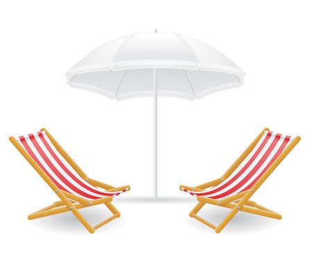 beach chair and parasol vector illustration isolated on white backgroundのイラスト素材