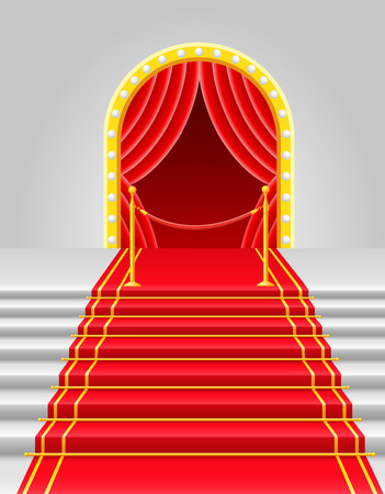 red carpet on stairs with turnstile vector illustration isolated on white backgroundの写真素材