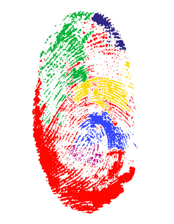 fingerprint of different colors vector illustration isolated on gray backgroundの写真素材