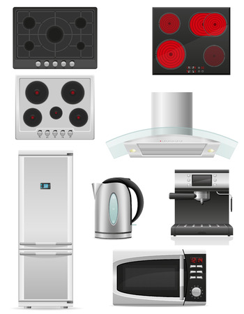 set of kitchen appliances vector illustration isolated on white backgroundの写真素材