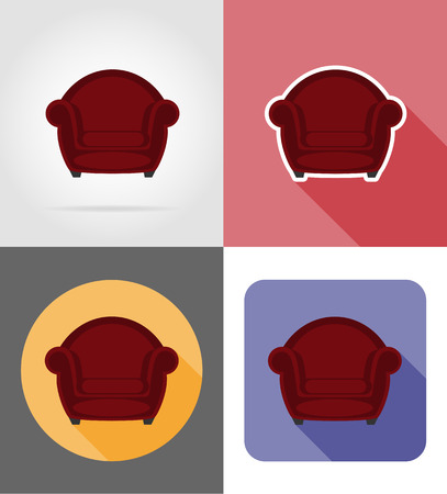 armchair furniture set flat icons vector illustration isolated on white backgroundの写真素材