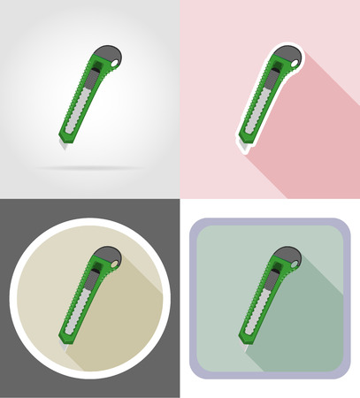 knife stationery equipment set flat icons vector illustration isolated on white backgroundの写真素材