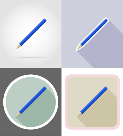 pencil stationery equipment set flat icons vector illustration isolated on white backgroundの写真素材