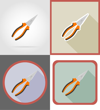 pliers repair and building tools flat icons vector illustration isolated on white backgroundの写真素材