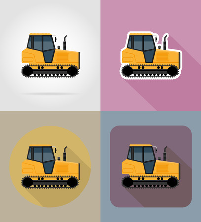 caterpillar tractor flat icons vector illustration isolated on backgroundの写真素材