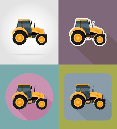 tractor flat icons vector illustration isolated on backgroundの写真素材