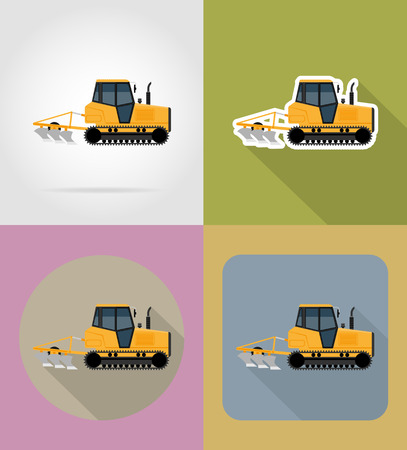caterpillar tractor flat icons vector illustration isolated on backgroundの写真素材