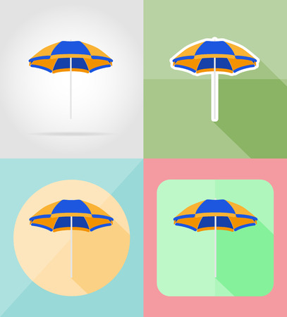 beach color umbrella flat icons vector illustration isolated on backgroundの写真素材