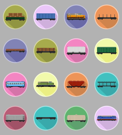 set icons railway carriage train flat icons vector illustration isolated on backgroundの写真素材
