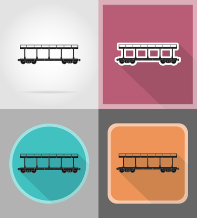 railway carriage train flat icons vector illustration isolated on backgroundの写真素材