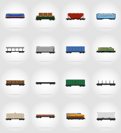 set icons railway carriage train flat icons vector illustration isolated on backgroundの写真素材