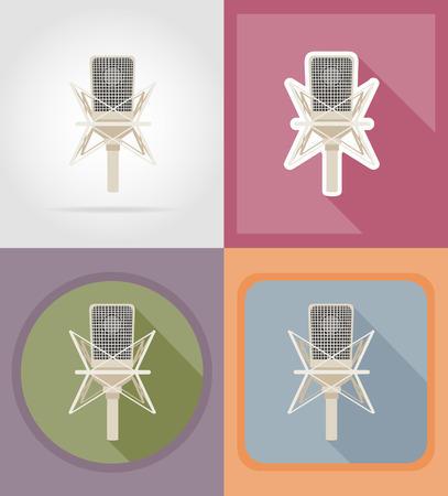 microphones flat icons vector illustration isolated on backgroundの写真素材