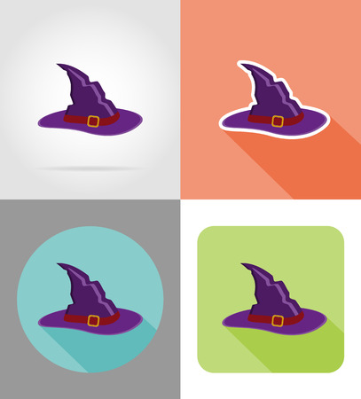 halloween witch hat flat icons vector illustration isolated on backgroundの写真素材