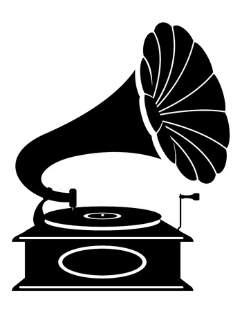 gramophone old retro vintage icon stock vector illustration isolated on white backgroundの写真素材