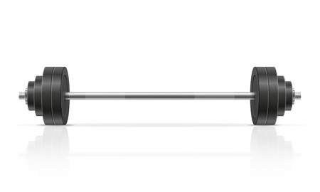 metal barbell for muscle building in gym vector illustration at gray backgroundの写真素材