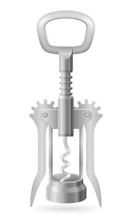 metal corkscrew for opening a cork in a wine bottle vector illustration isolated on white backgroundの写真素材