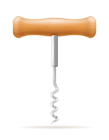 corkscrew for opening a cork in a wine bottle vector illustration isolated on white backgroundの写真素材