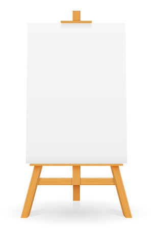wooden easel for painting and drawing with a blank sheet of paper template for design vector illustration isolated on white backgroundの写真素材