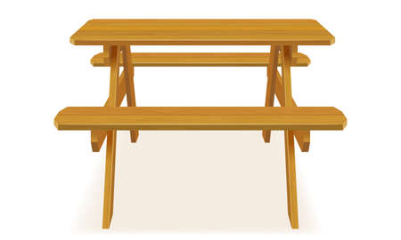 benches with a picnic table in the garden or park vector illustration isolated on white backgroundのイラスト素材