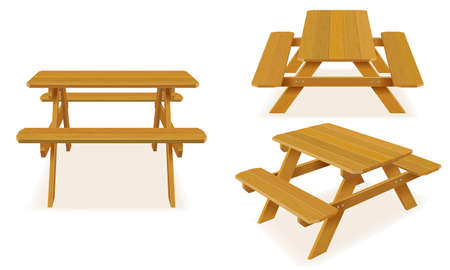 benches with a picnic table in the garden or park vector illustration isolated on white backgroundのイラスト素材