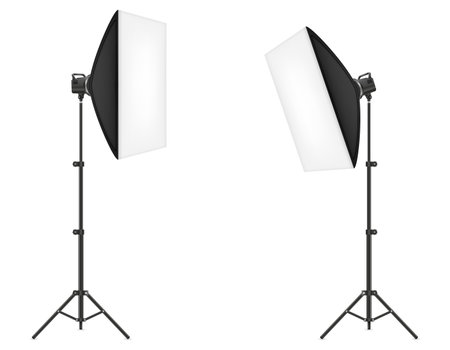 softbox with flash on tripod for a photo studio vector illustration isolated on white backgroundのイラスト素材
